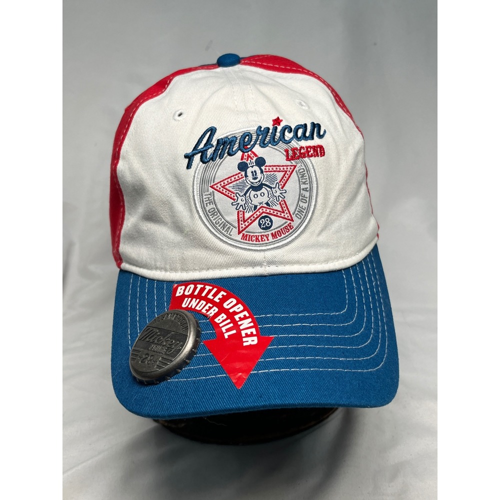 Disney Parks Mickey Mouse American Legend Bottle Opener Hat Red White Blue Cap - Picture 1 of 8